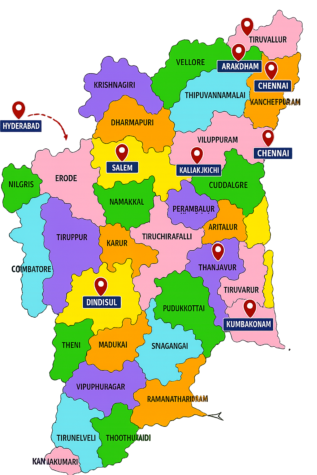 VIBY International School Branch Map